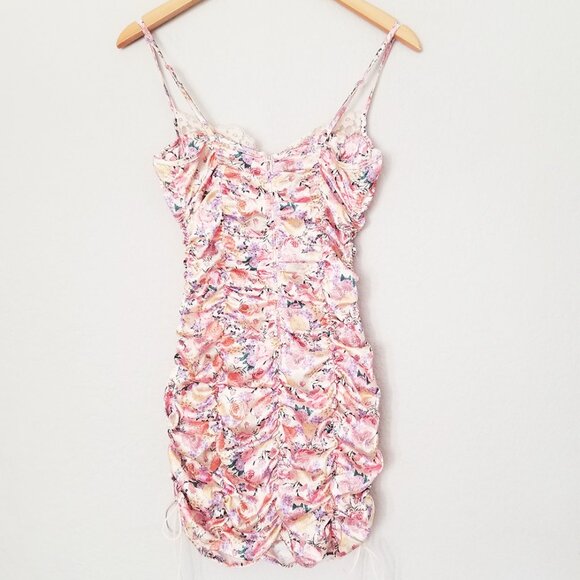 FOR LOVE & LEMONS Gardenia Mini Dress S Ruched Sweetheart Corset Romantic $228 - Picture 8 of 16